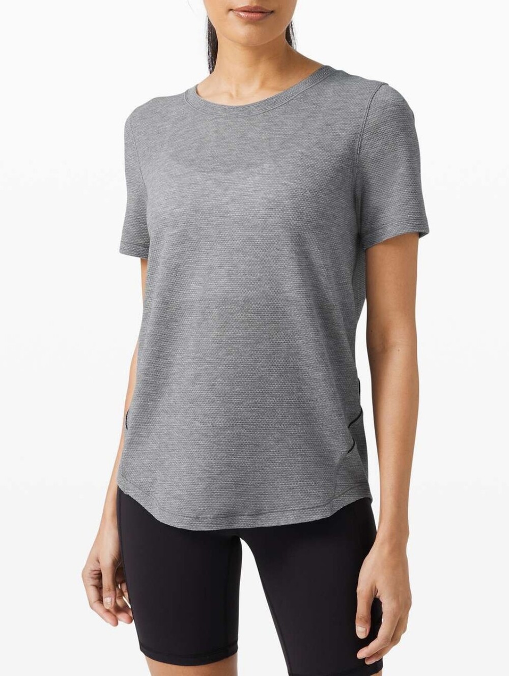 Lululemon Long Distance Short Sleeve Grey Shirt Workout Top Womens Medium